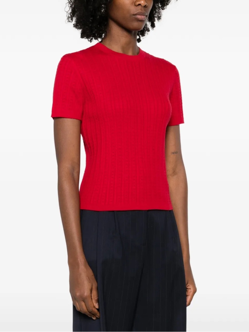 NEW Maje Round Neck sweater Red cable knit sweater crewneck